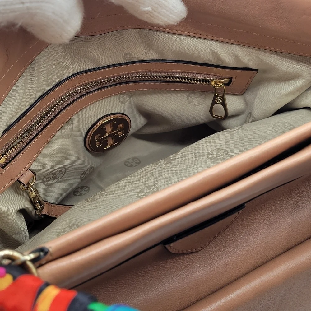 Designer Tory Burch Priscilla Small Frame Satchel Shoulder Strap Push Lock Clasp